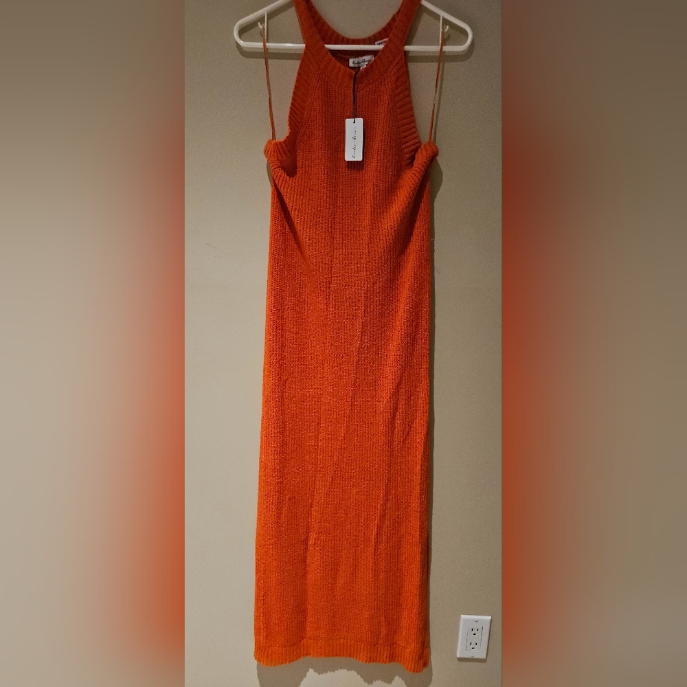 Orange halter dress with tags